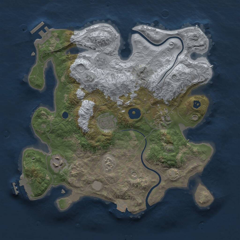 Rust Map: Procedural Map, Size: 3000, Seed: 1719128505, 9 Monuments