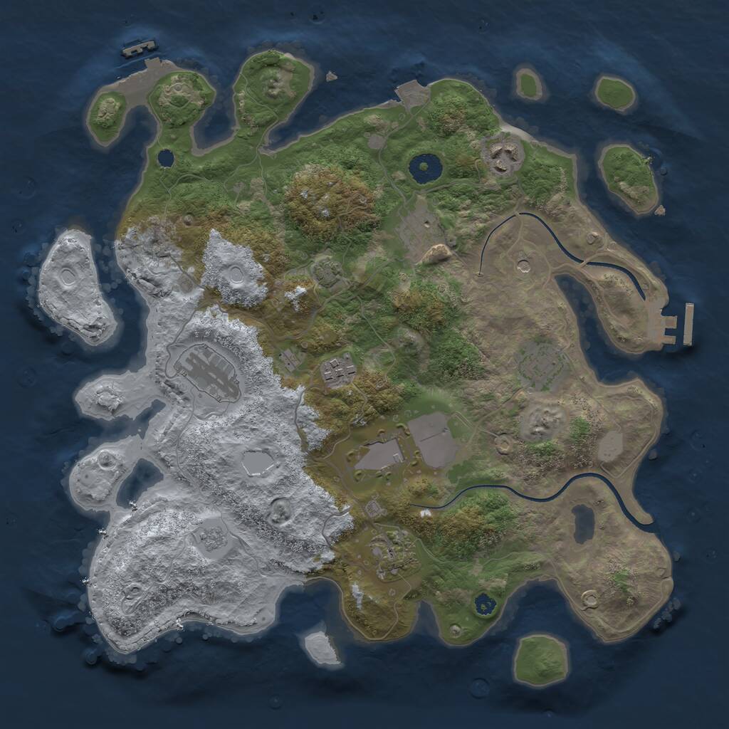 Rust Map: Procedural Map, Size: 3500, Seed: 320008, 13 Monuments