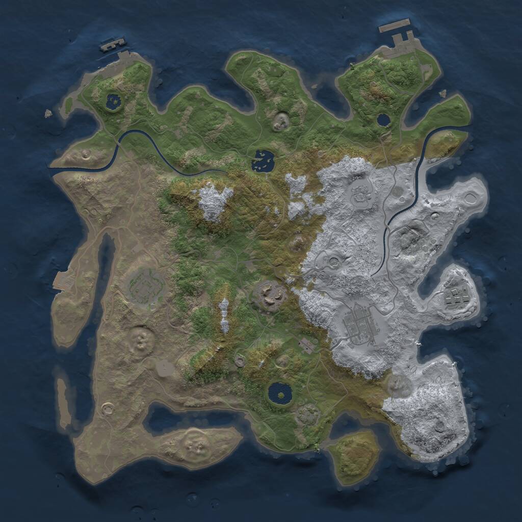 Rust Map: Procedural Map, Size: 3350, Seed: 245, 11 Monuments