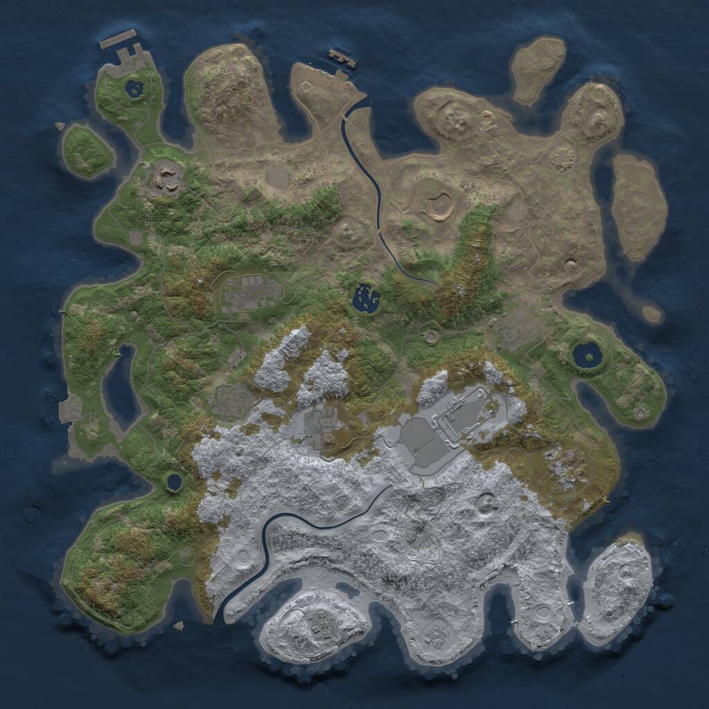 Rust Map: Procedural Map, Size: 3800, Seed: 24833, 15 Monuments