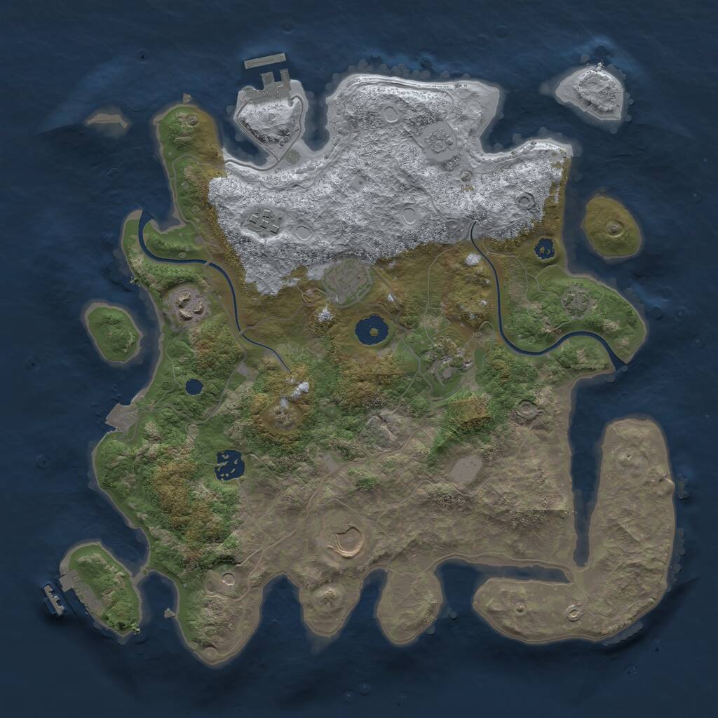 Rust Map: Procedural Map, Size: 3500, Seed: 1843072332, 12 Monuments