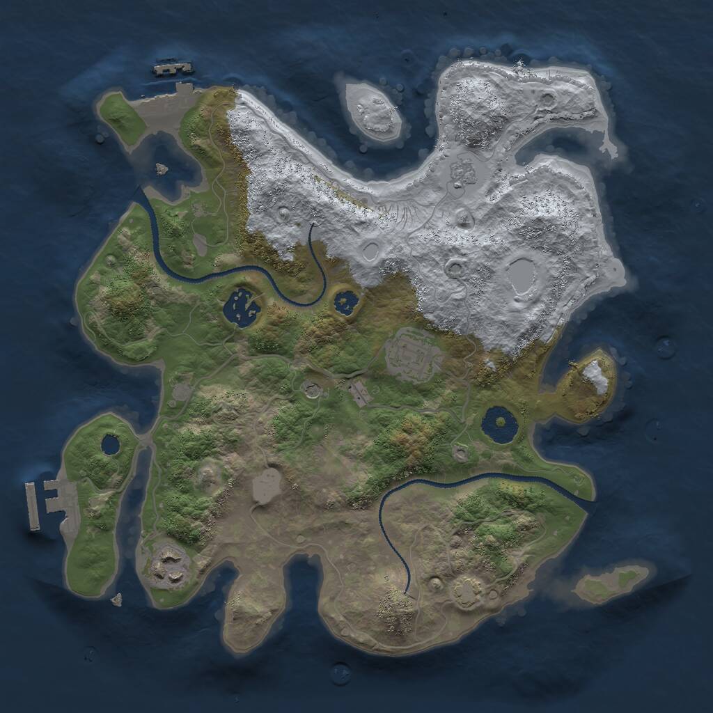 Rust Map: Procedural Map, Size: 3000, Seed: 12555534, 9 Monuments