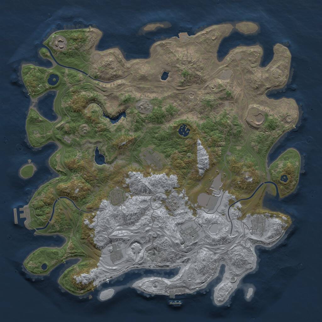 Rust Map: Procedural Map, Size: 4250, Seed: 909802568, 16 Monuments