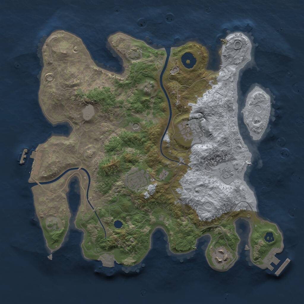 Rust Map: Procedural Map, Size: 3000, Seed: 1357642, 9 Monuments