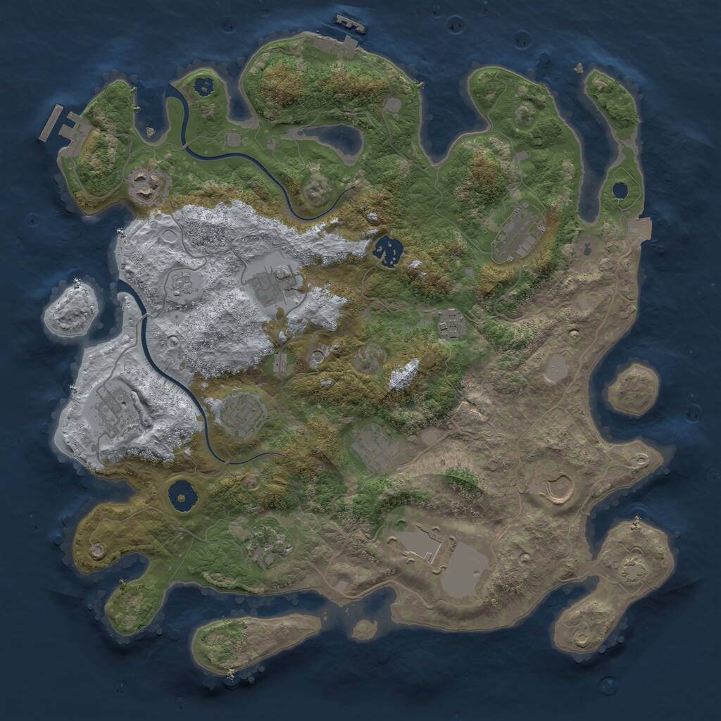 Rust Map: Procedural Map, Size: 3700, Seed: 257087672, 17 Monuments