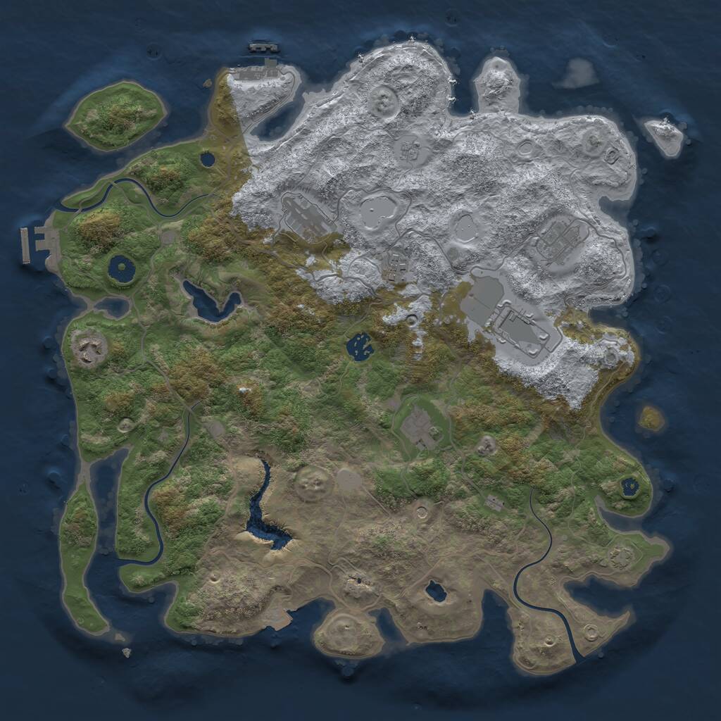 Rust Map: Procedural Map, Size: 4050, Seed: 1186964320, 13 Monuments