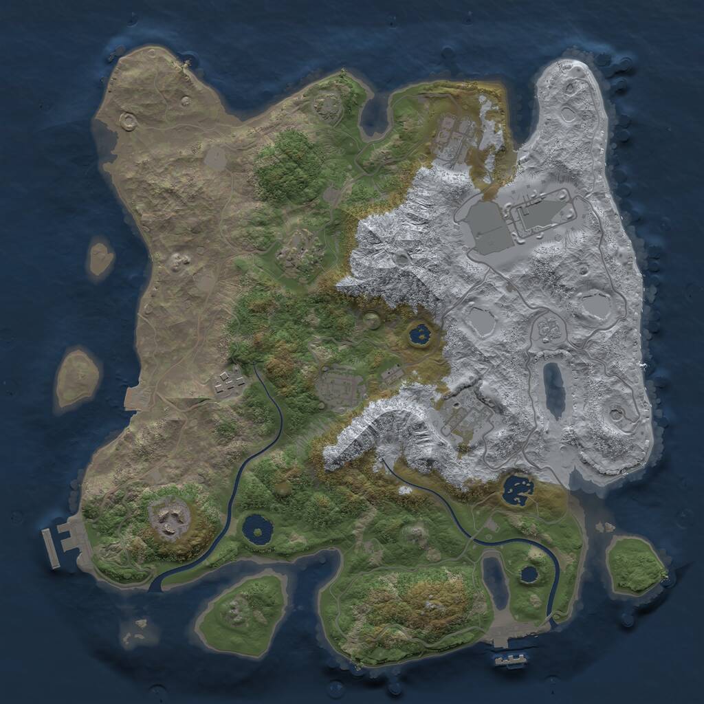 Rust Map: Procedural Map, Size: 3500, Seed: 750942740, 14 Monuments