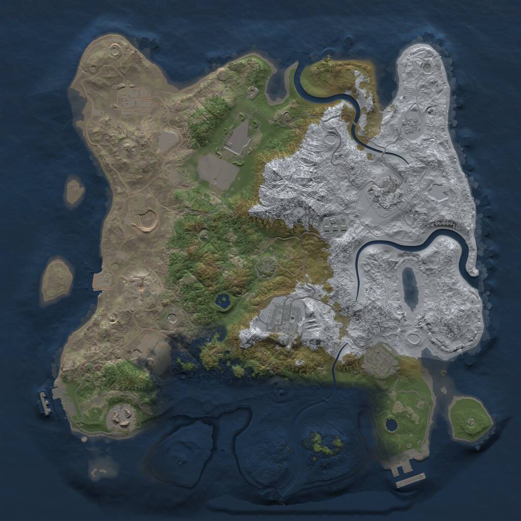Rust Map: Procedural Map, Size: 3500, Seed: 750942740, 15 Monuments
