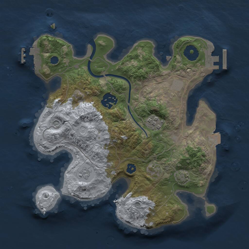 Rust Map: Procedural Map, Size: 2500, Seed: 48356, 8 Monuments