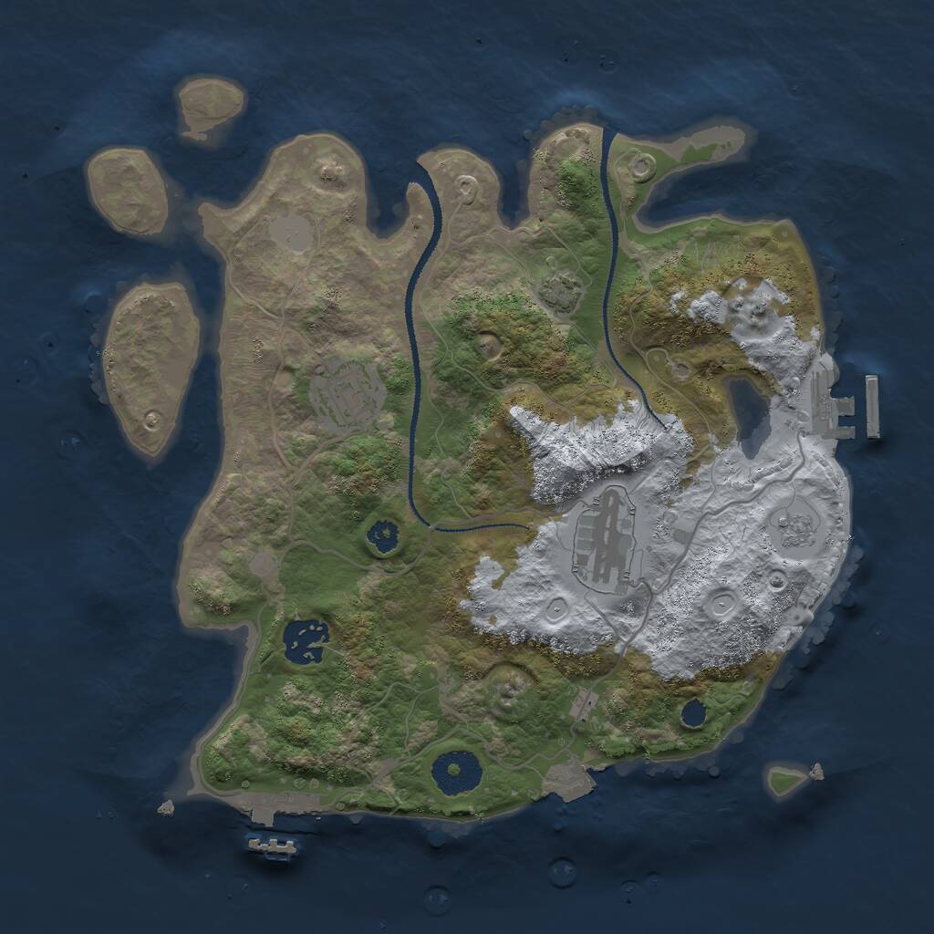 Rust Map: Procedural Map, Size: 3000, Seed: 737993324, 8 Monuments