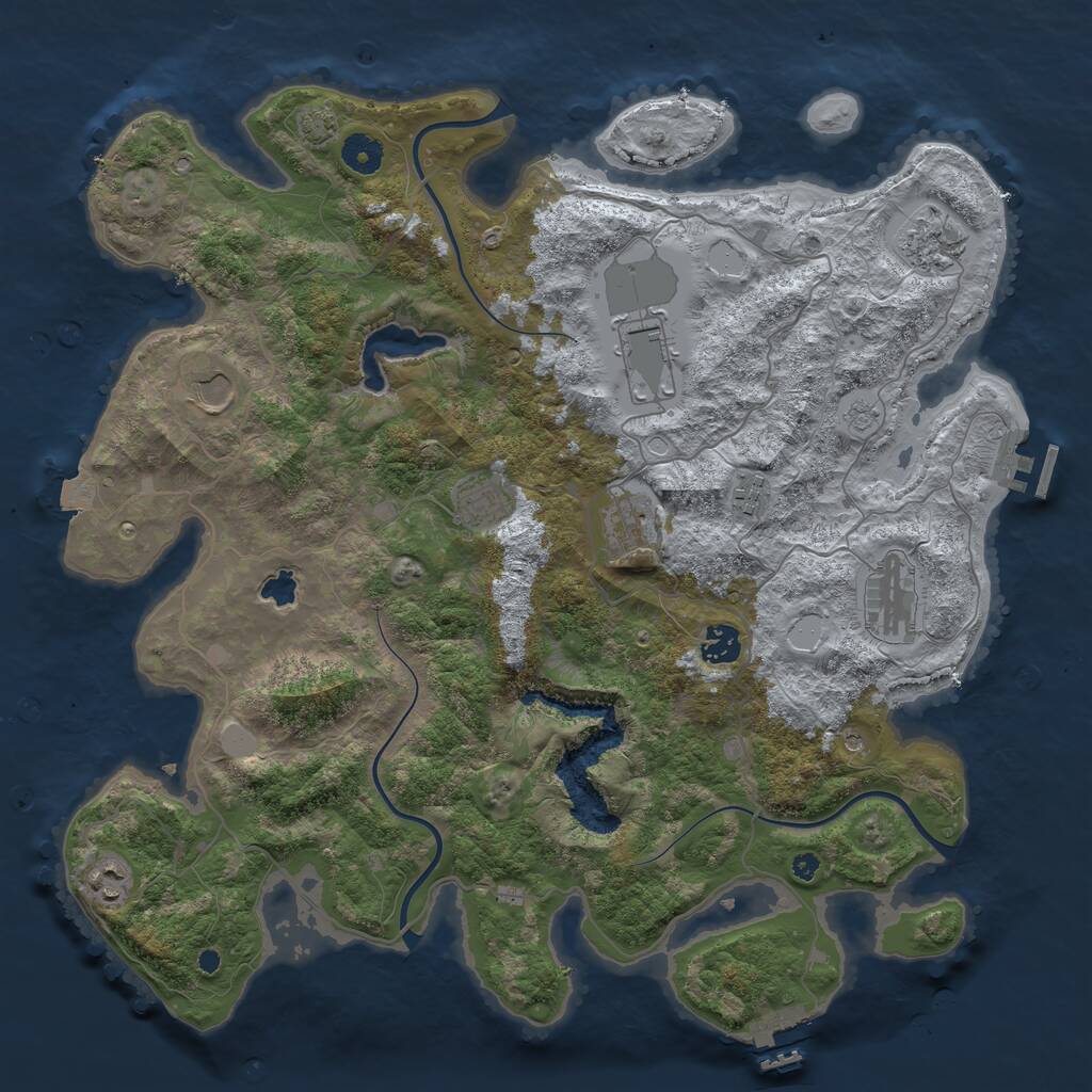 Rust Map: Procedural Map, Size: 4050, Seed: 1321154706, 15 Monuments