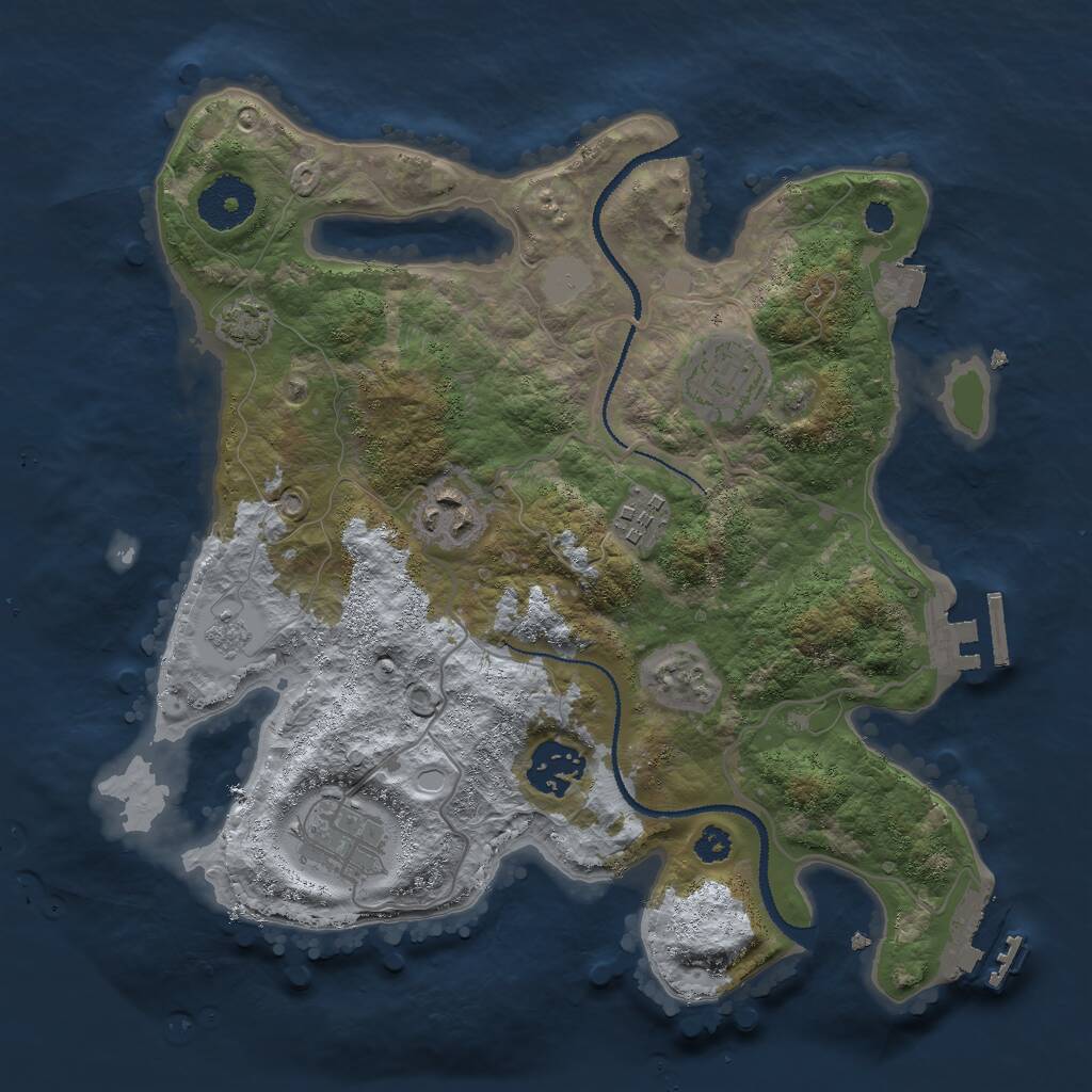 Rust Map: Procedural Map, Size: 3000, Seed: 16745, 10 Monuments