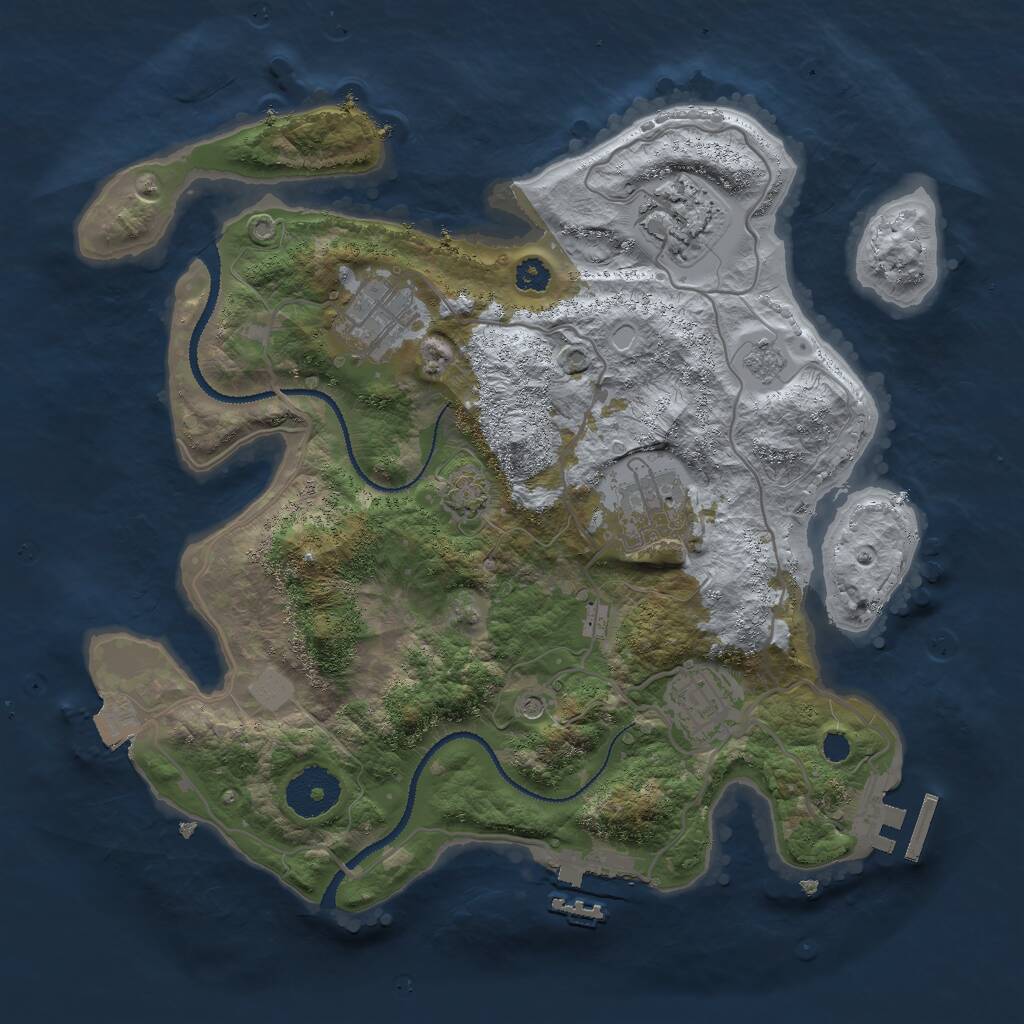 Rust Map: Procedural Map, Size: 3000, Seed: 72913, 10 Monuments