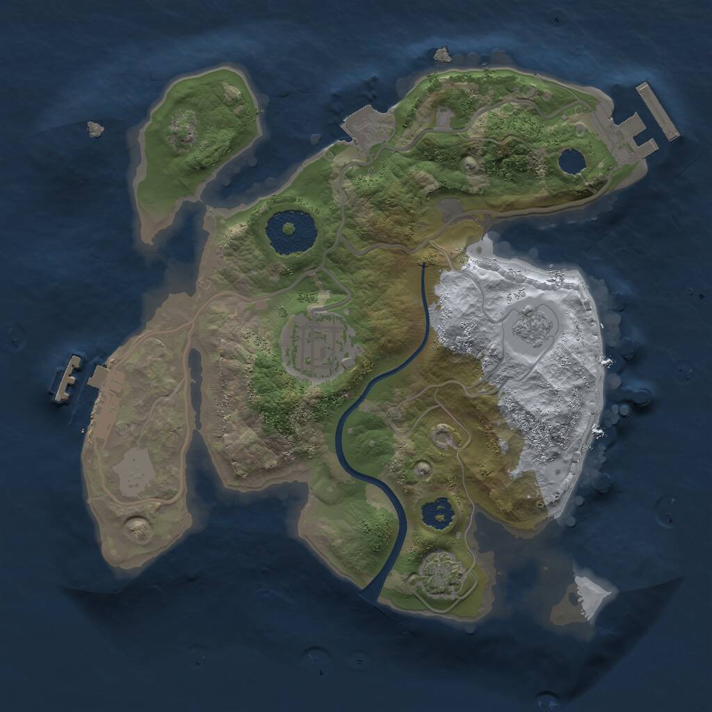 Rust Map: Procedural Map, Size: 2250, Seed: 1009881960, 6 Monuments