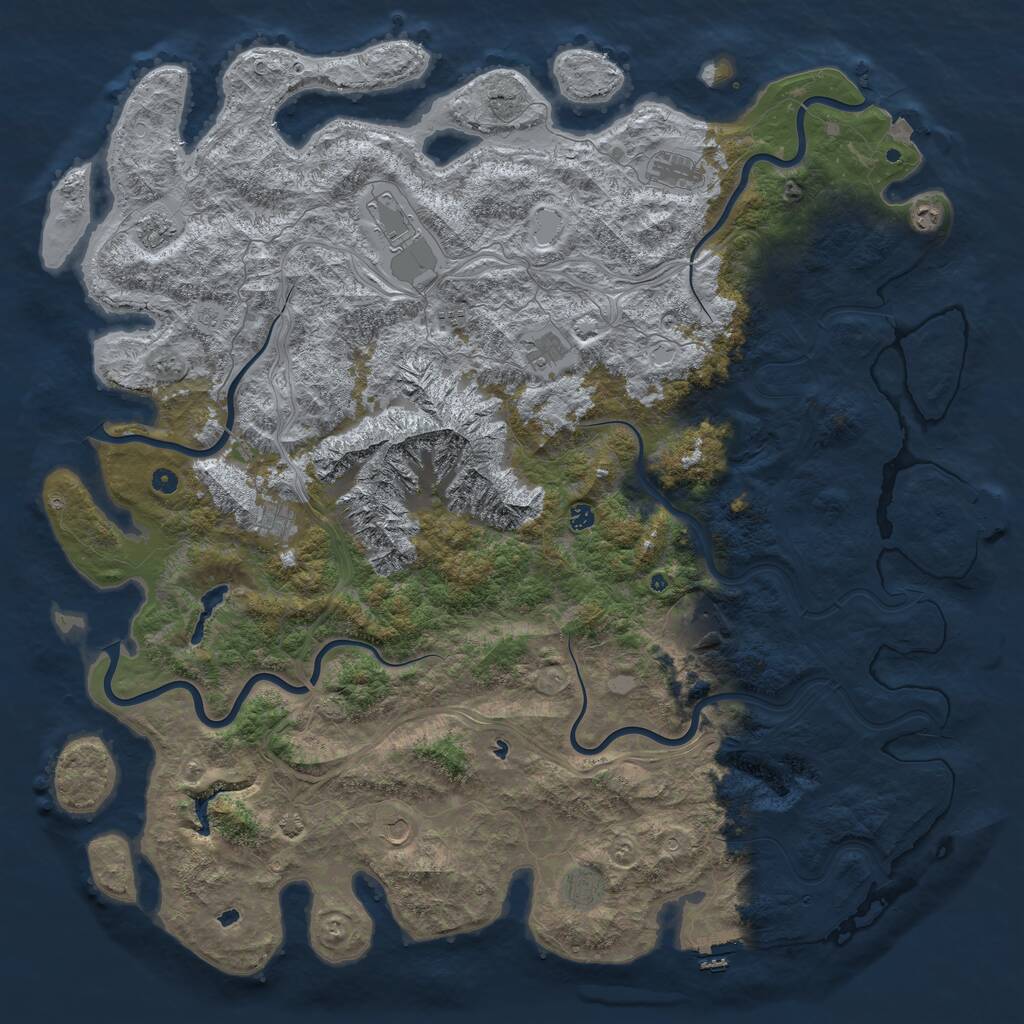 Rust Map: Procedural Map, Size: 6000, Seed: 49999, 17 Monuments