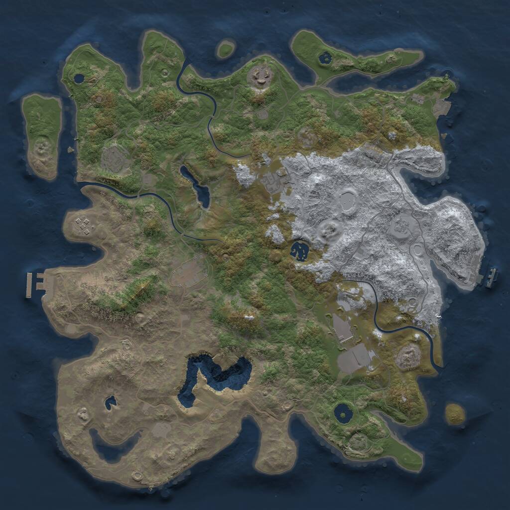 Rust Map: Procedural Map, Size: 4096, Seed: 361486151, 13 Monuments