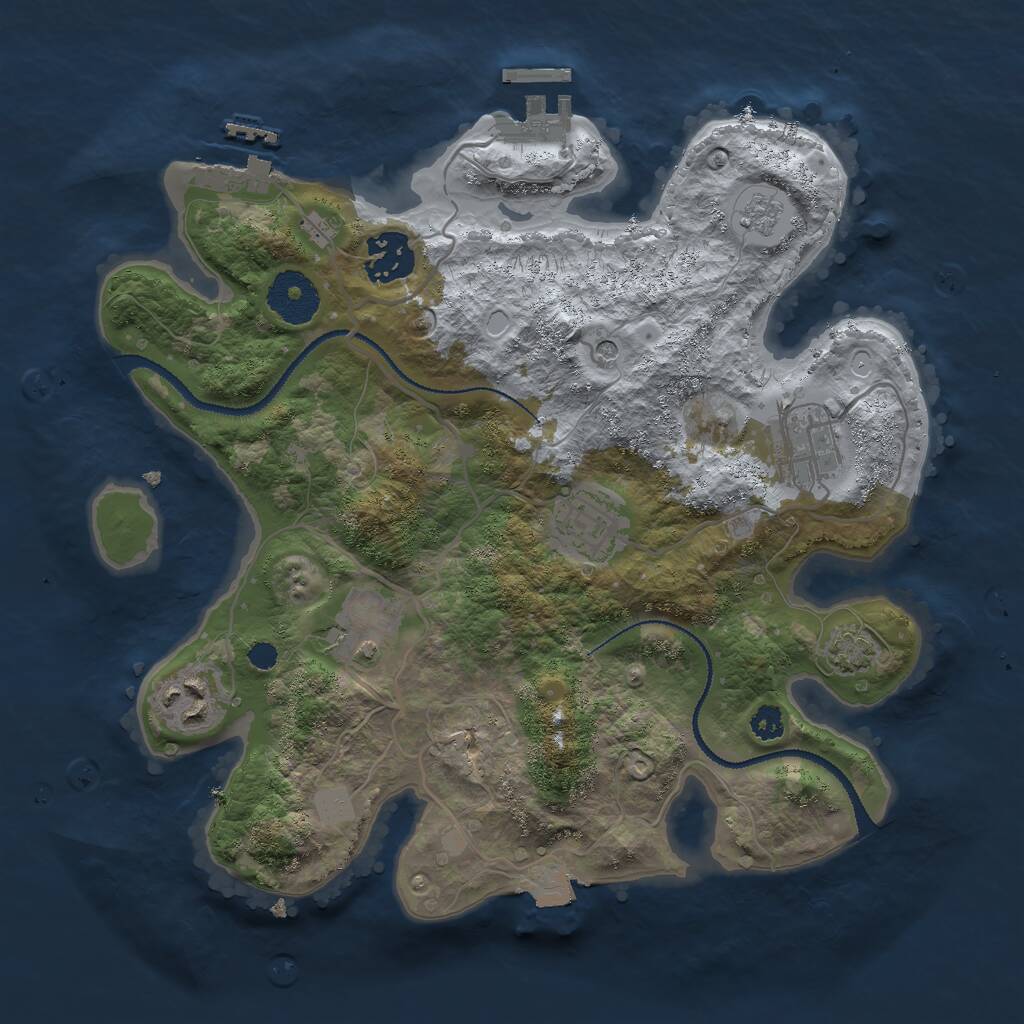 Rust Map: Procedural Map, Size: 3000, Seed: 1834693567, 11 Monuments