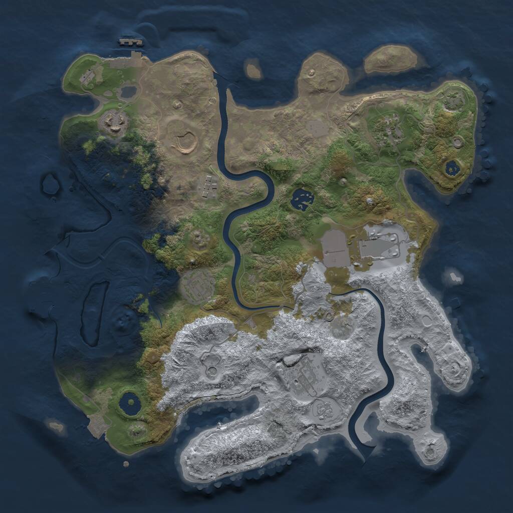 Rust Map: Procedural Map, Size: 3500, Seed: 2103127202, 14 Monuments