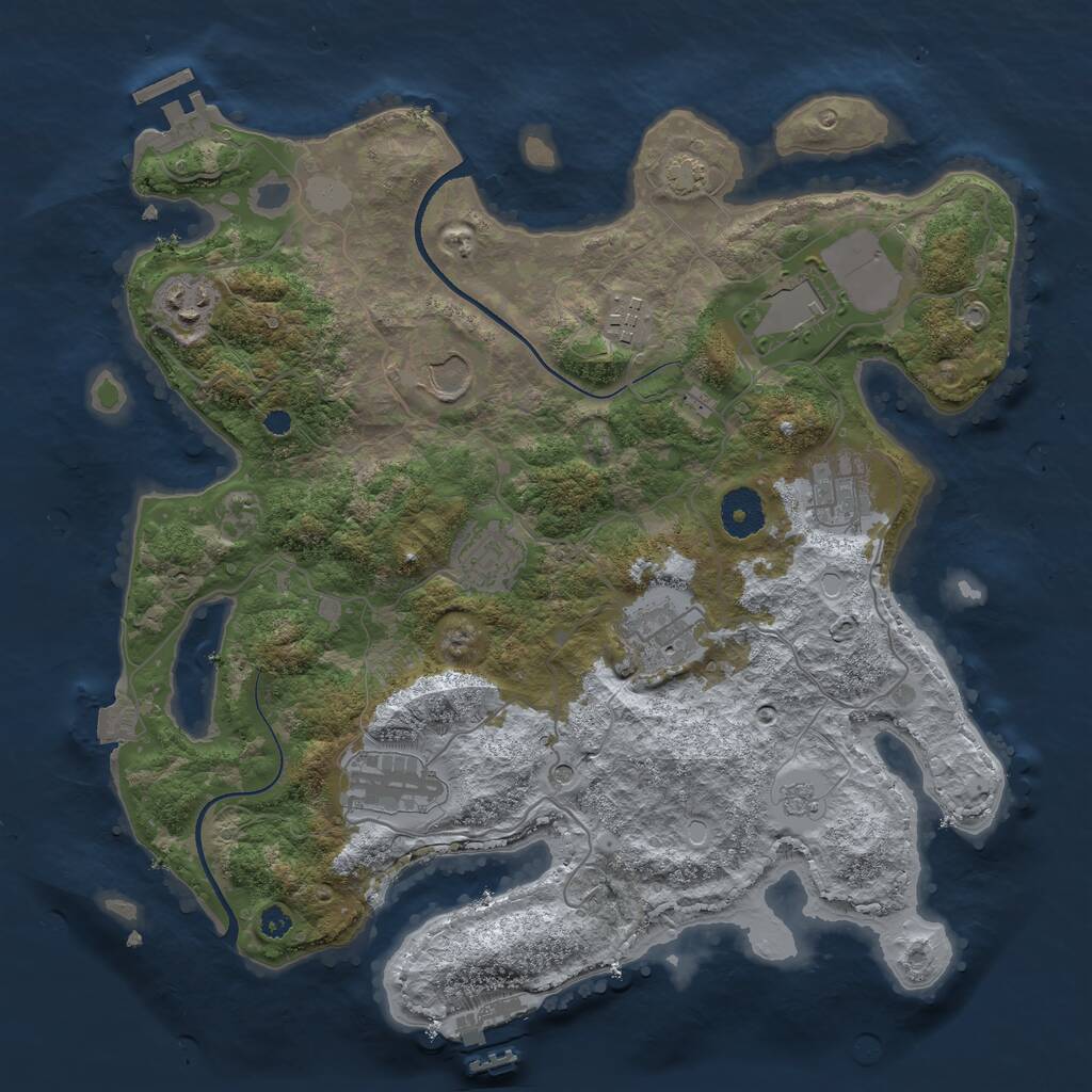 Rust Map: Procedural Map, Size: 3500, Seed: 2103127202, 14 Monuments