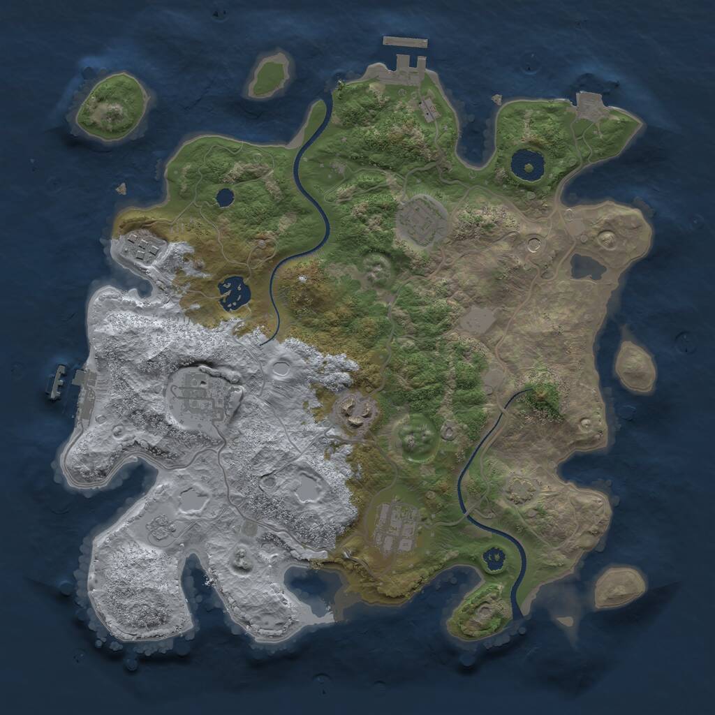 Rust Map: Procedural Map, Size: 3250, Seed: 1716319159, 12 Monuments