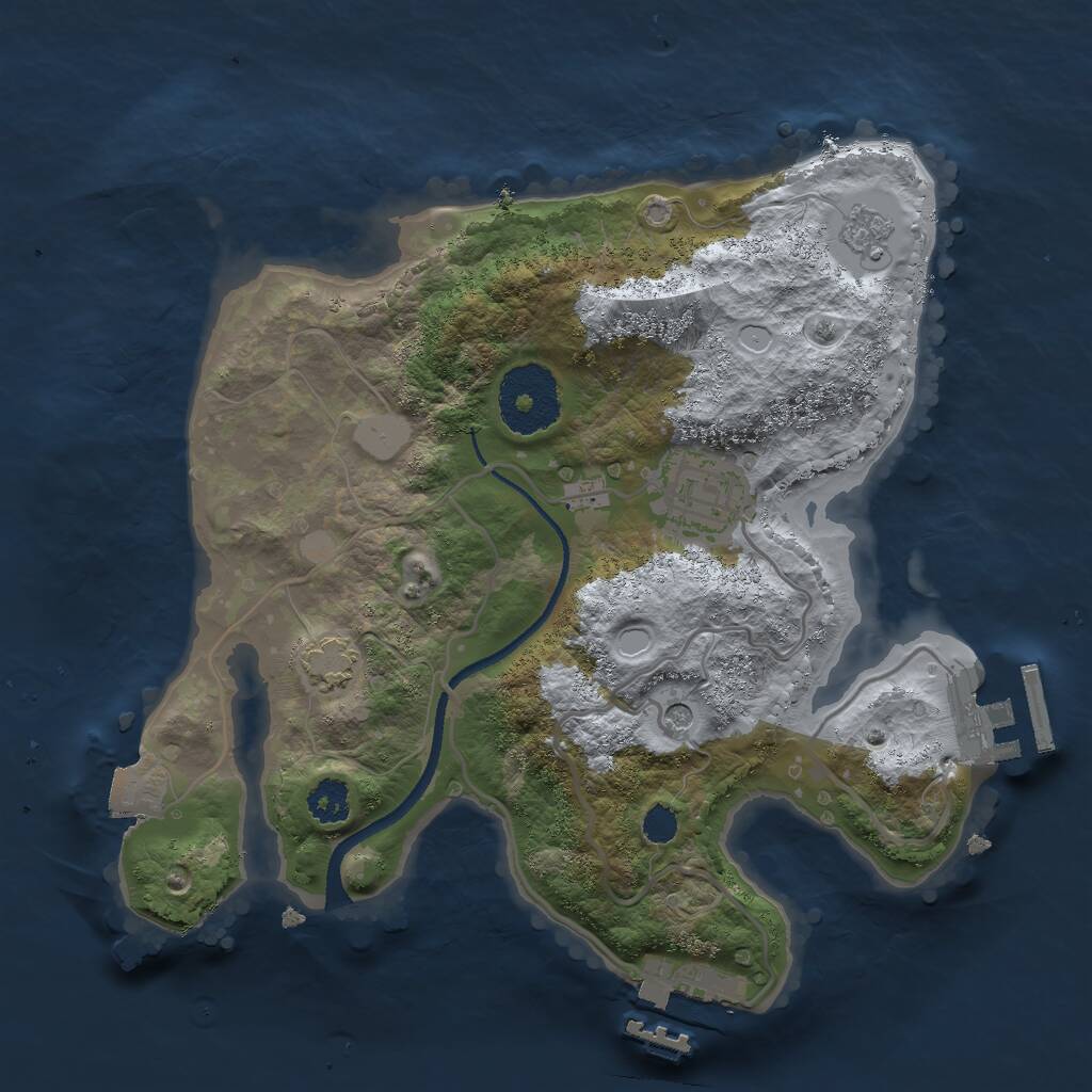 Rust Map: Procedural Map, Size: 2500, Seed: 600931195, 7 Monuments