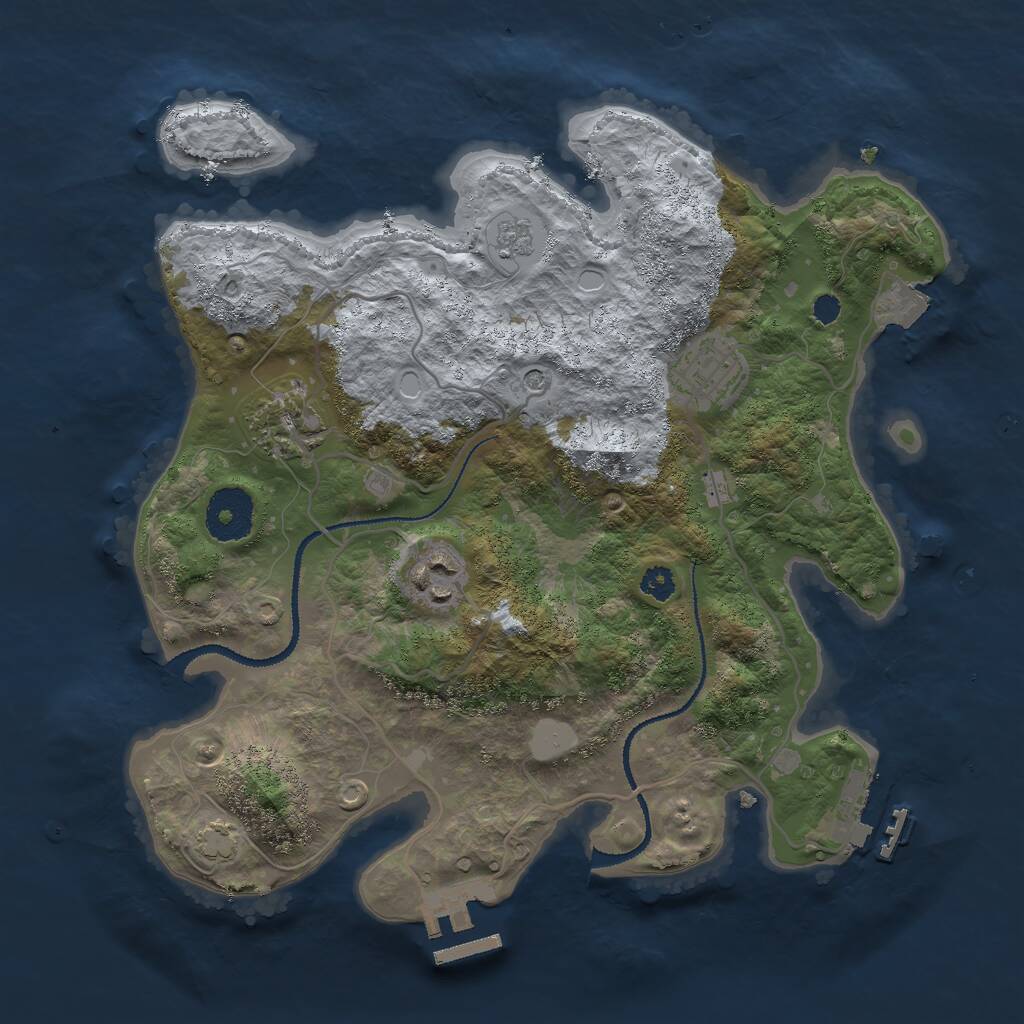 Rust Map: Procedural Map, Size: 3000, Seed: 592813065, 9 Monuments