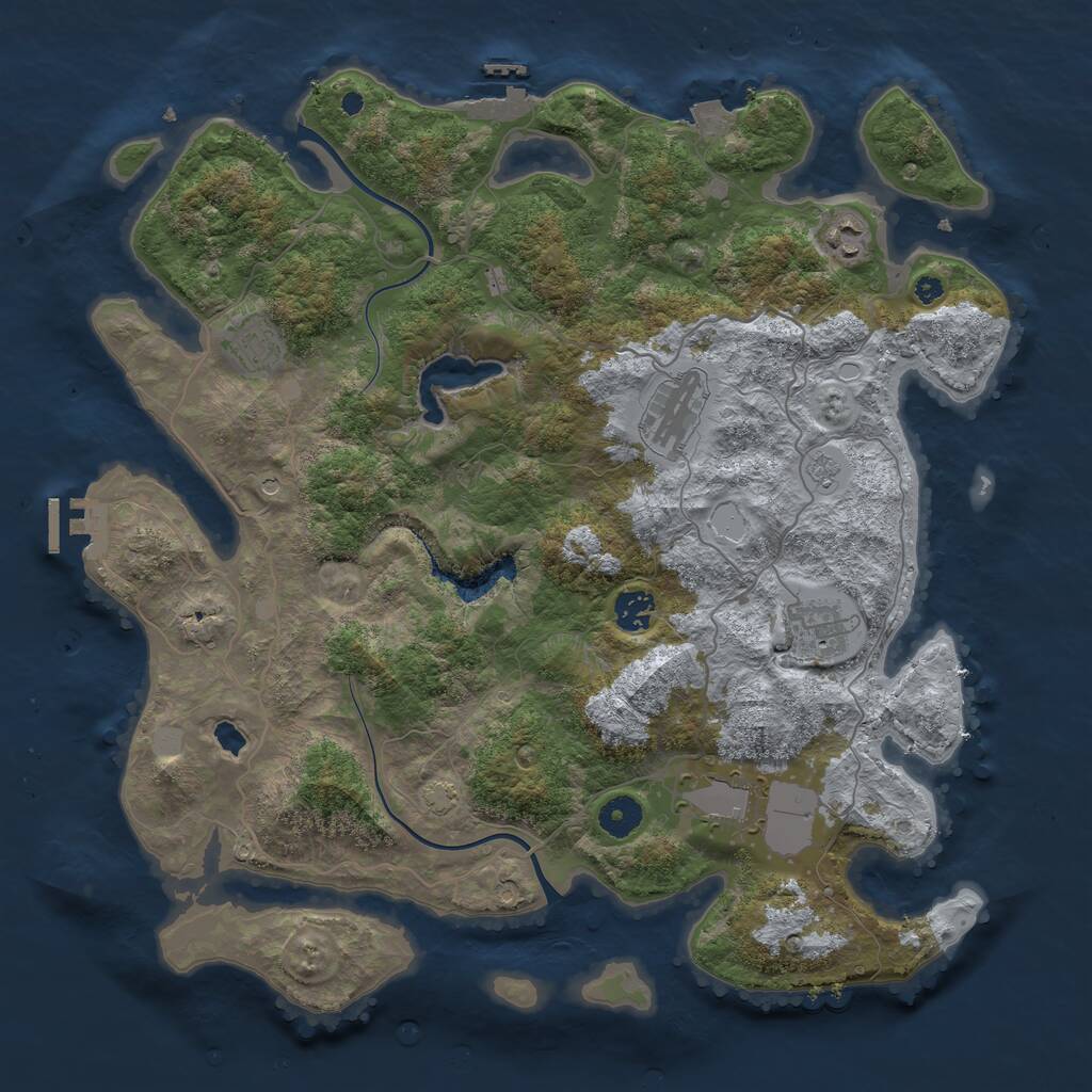 Rust Map: Procedural Map, Size: 4000, Seed: 1412317618, 12 Monuments