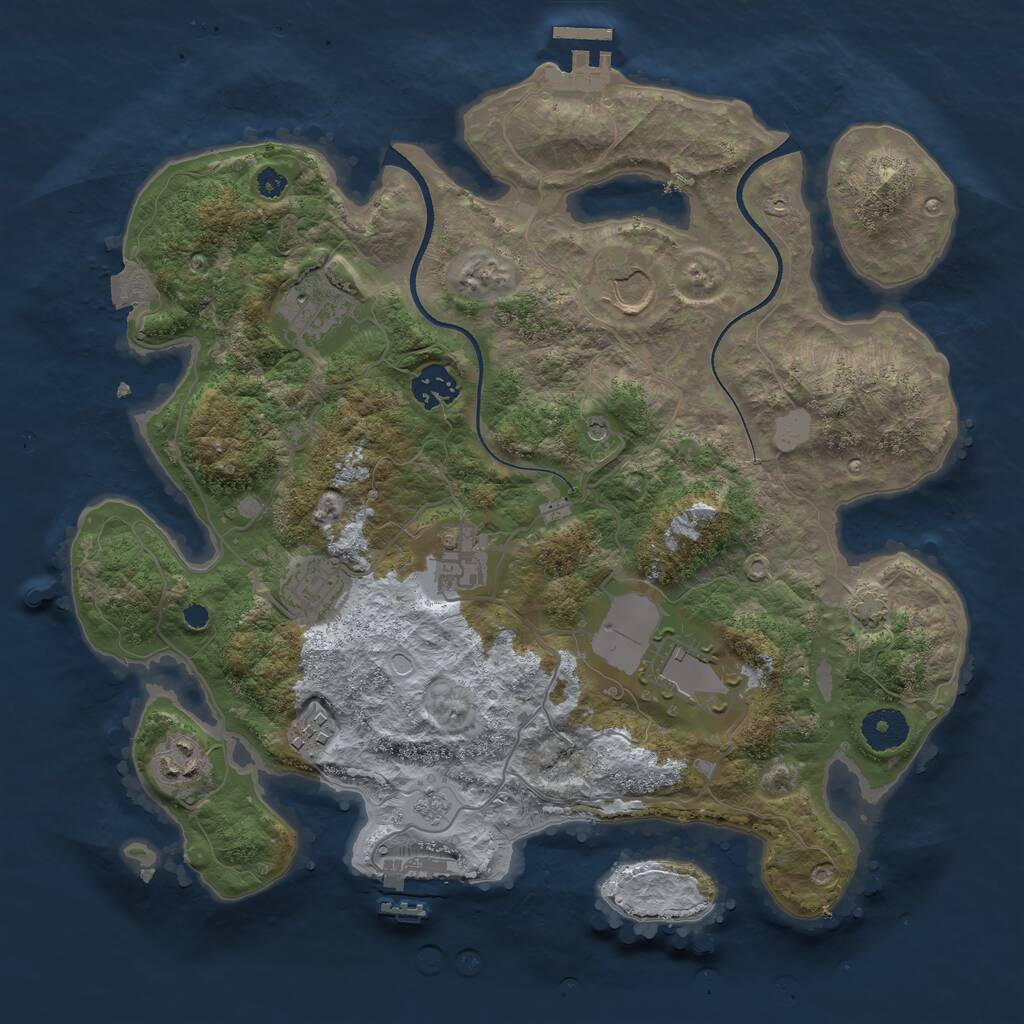 Rust Map: Procedural Map, Size: 3500, Seed: 5652, 14 Monuments