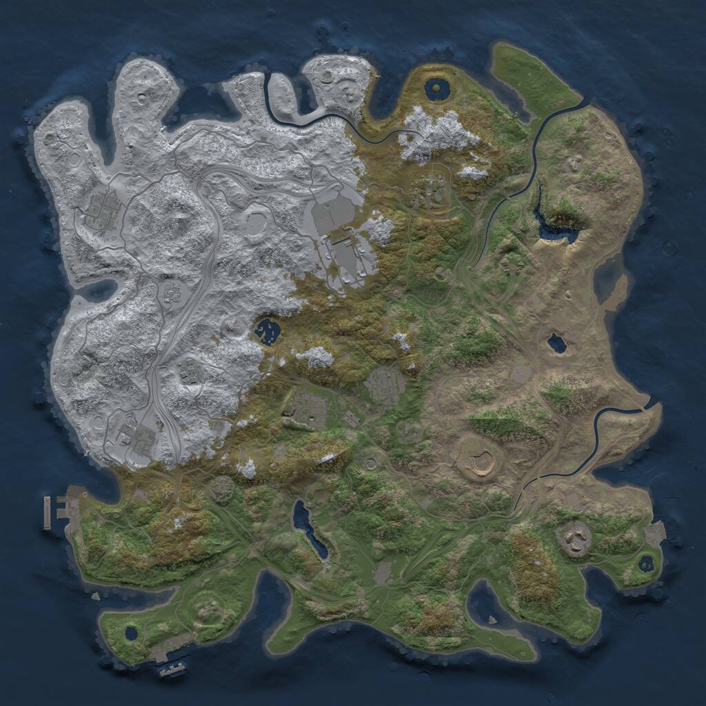 Rust Map: Procedural Map, Size: 4300, Seed: 86677, 16 Monuments