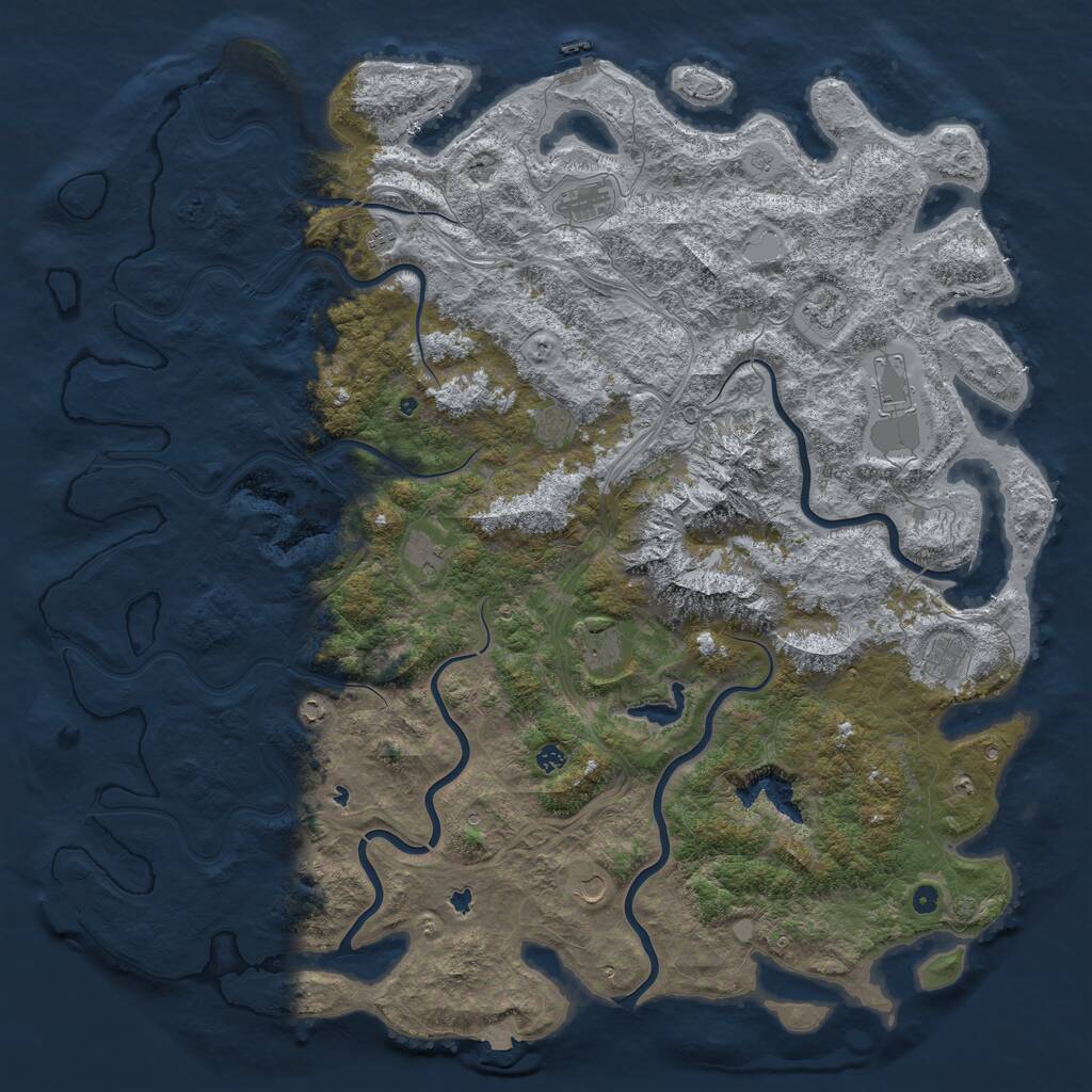 Rust Map: Procedural Map, Size: 6000, Seed: 32193, 17 Monuments