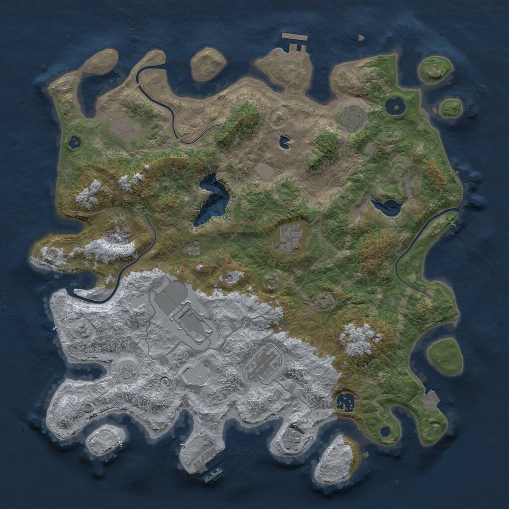 Rust Map: Procedural Map, Size: 4050, Seed: 1862838068, 14 Monuments