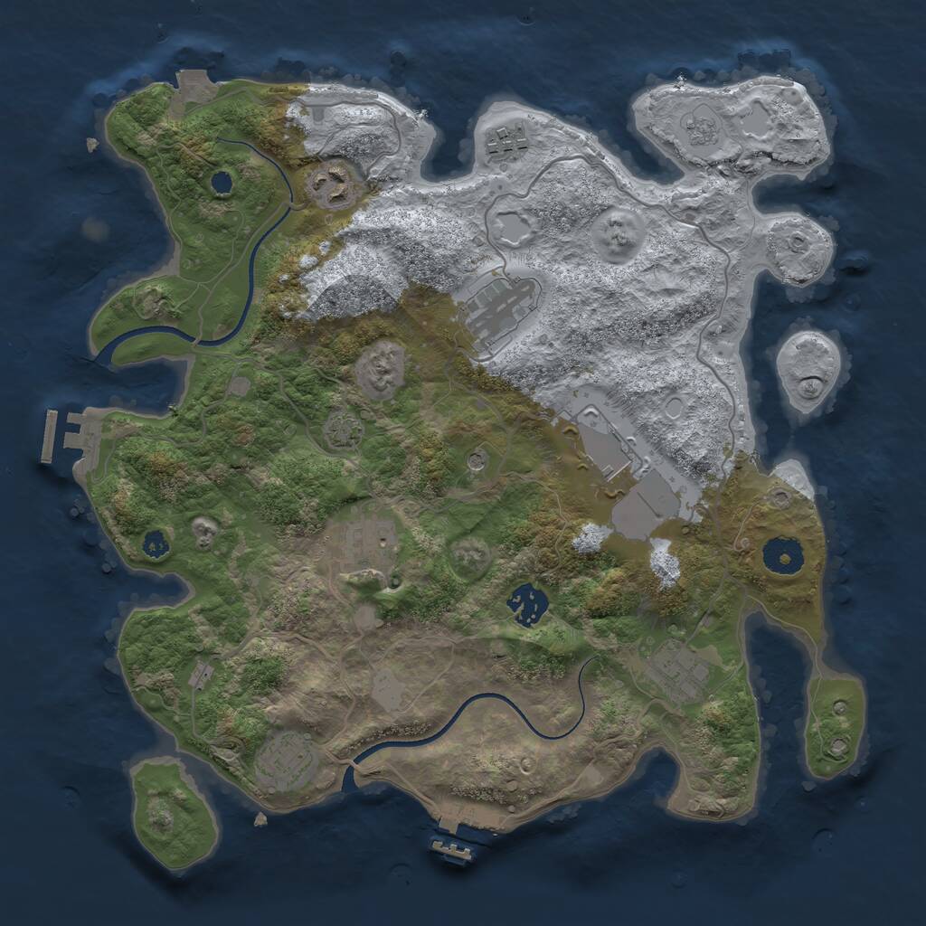 Rust Map: Procedural Map, Size: 3500, Seed: 1807448145, 14 Monuments