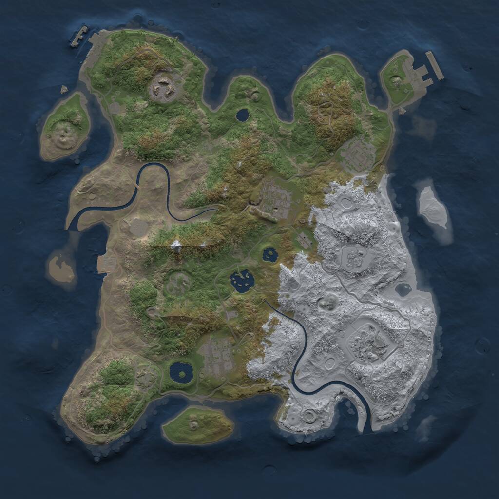 Rust Map: Procedural Map, Size: 3250, Seed: 23, 11 Monuments