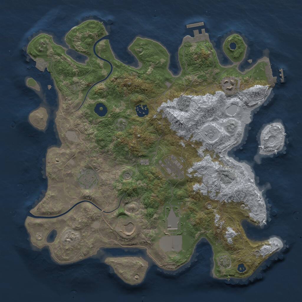 Rust Map: Procedural Map, Size: 3500, Seed: 92255, 13 Monuments