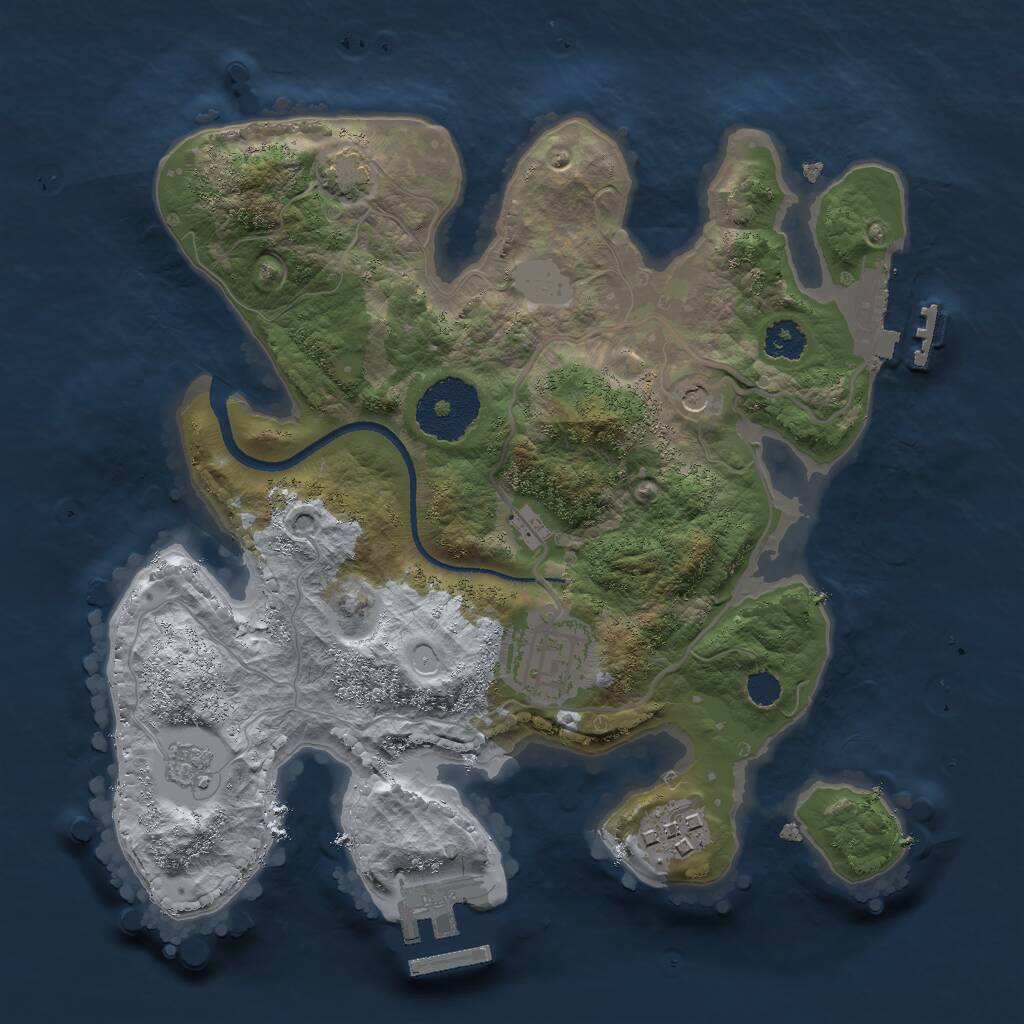 Rust Map: Procedural Map, Size: 2500, Seed: 591823, 8 Monuments