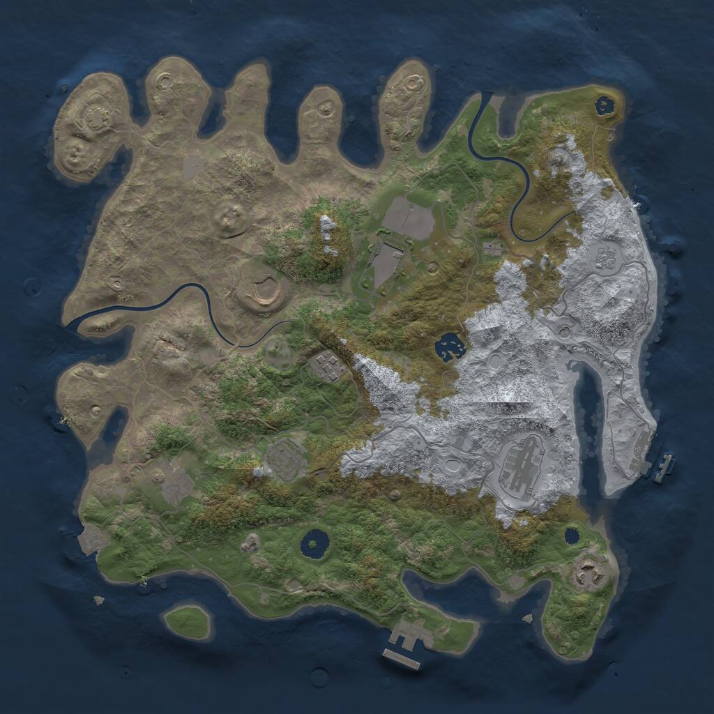 Rust Map: Procedural Map, Size: 3750, Seed: 1574693291, 14 Monuments