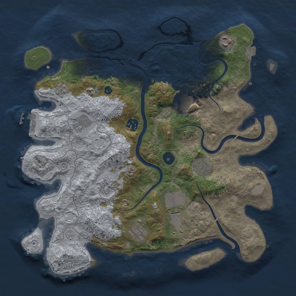 Rust Map: Procedural Map, Size: 3700, Seed: 45123214, 14 Monuments