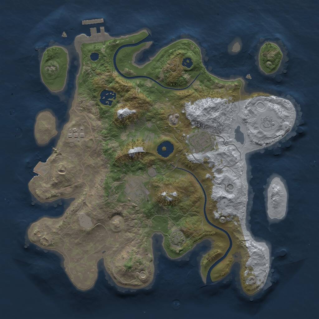 Rust Map: Procedural Map, Size: 3000, Seed: 45245, 9 Monuments