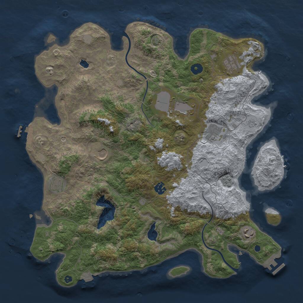 Rust Map: Procedural Map, Size: 4000, Seed: 992759613, 14 Monuments