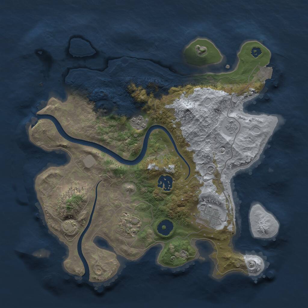 Rust Map: Procedural Map, Size: 3000, Seed: 21920, 8 Monuments