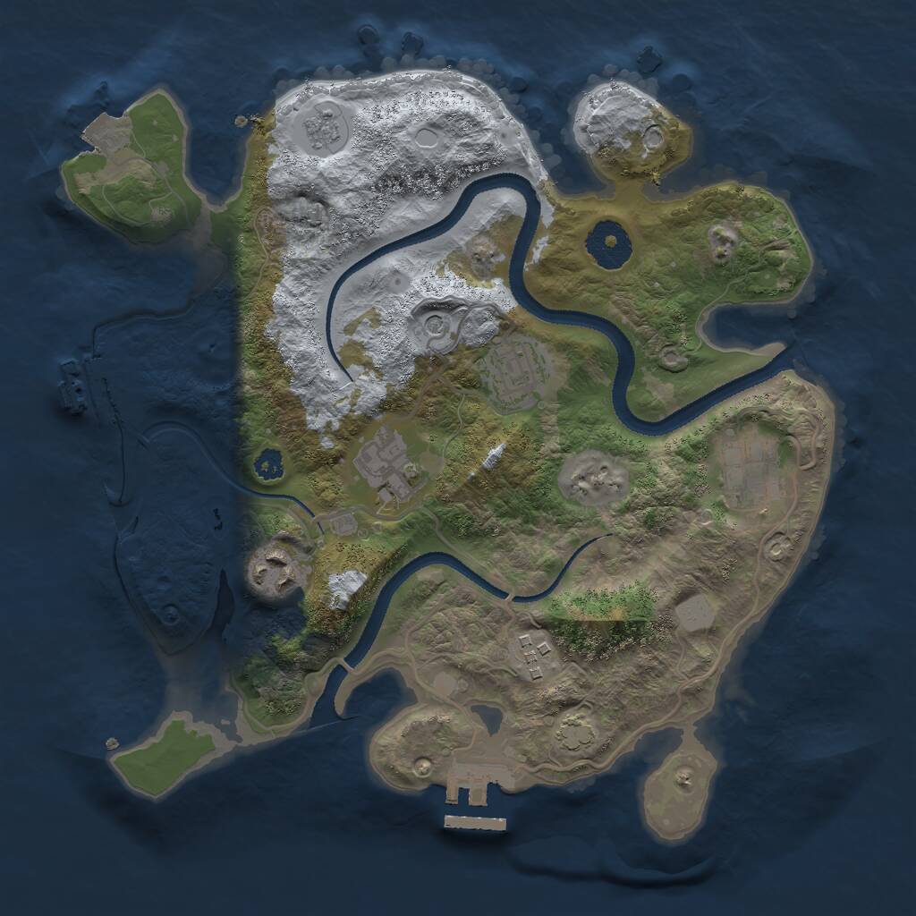 Rust Map: Procedural Map, Size: 3000, Seed: 105564108, 11 Monuments