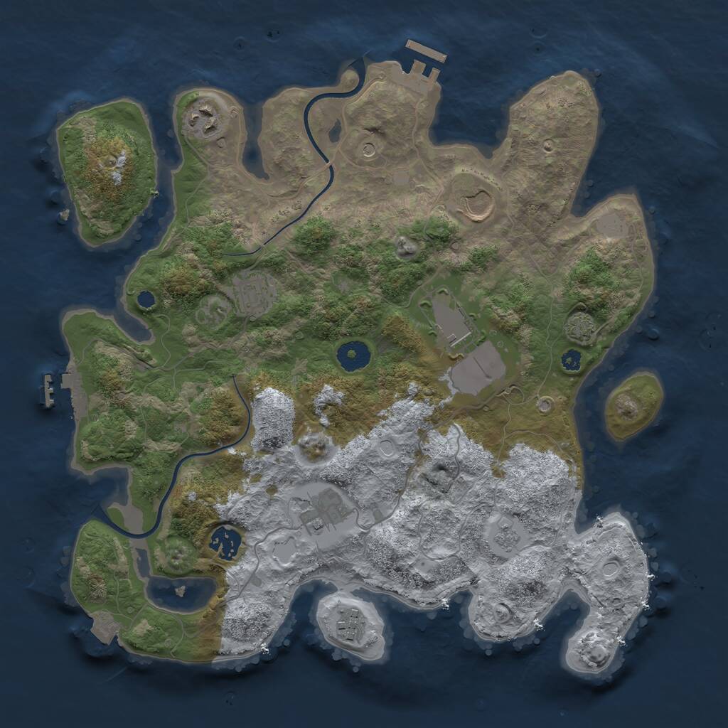 Rust Map: Procedural Map, Size: 3500, Seed: 1379335238, 13 Monuments