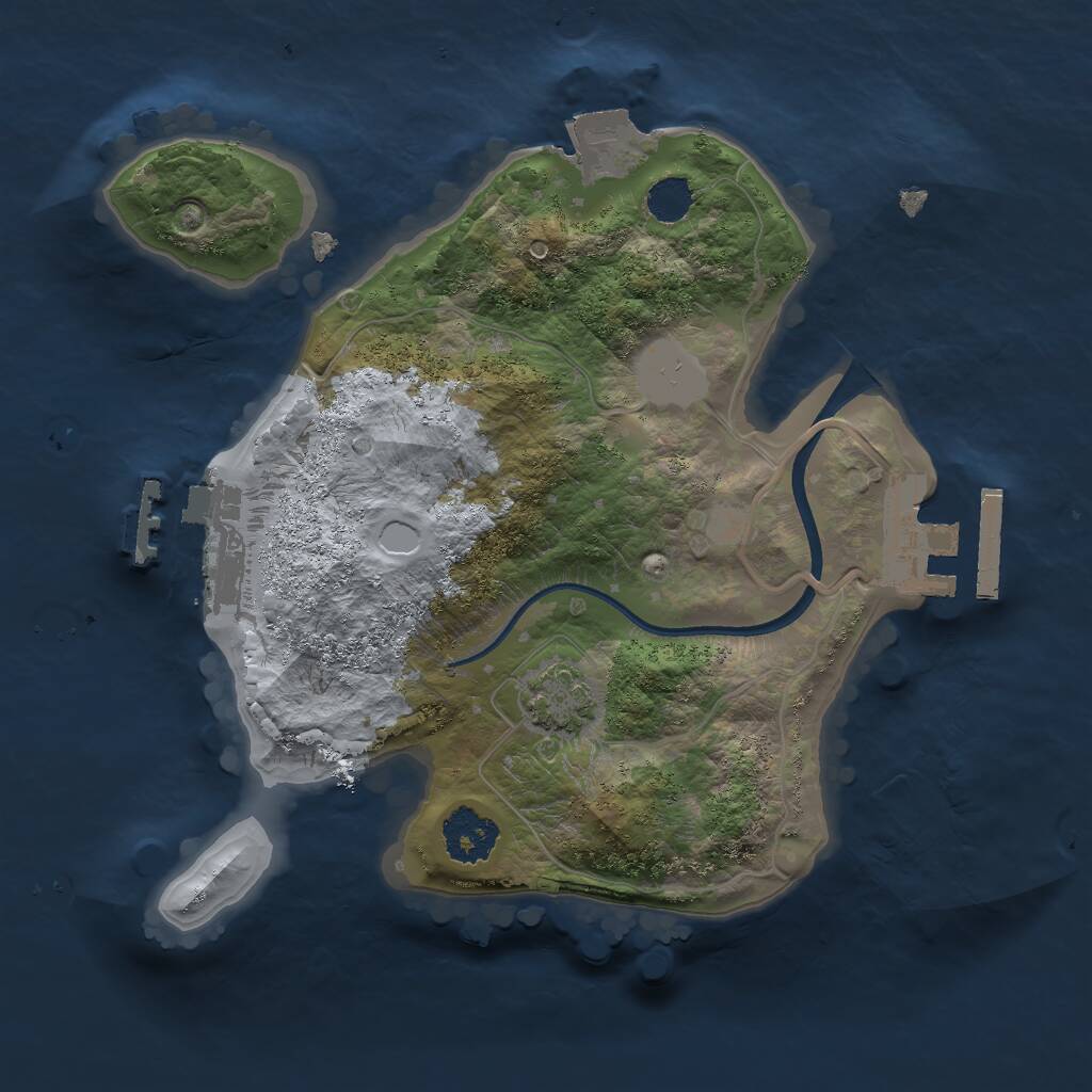 Rust Map: Procedural Map, Size: 2000, Seed: 1029941229, 4 Monuments