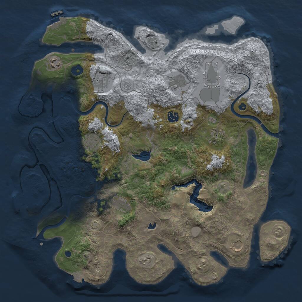 Rust Map: Procedural Map, Size: 4000, Seed: 58663, 16 Monuments
