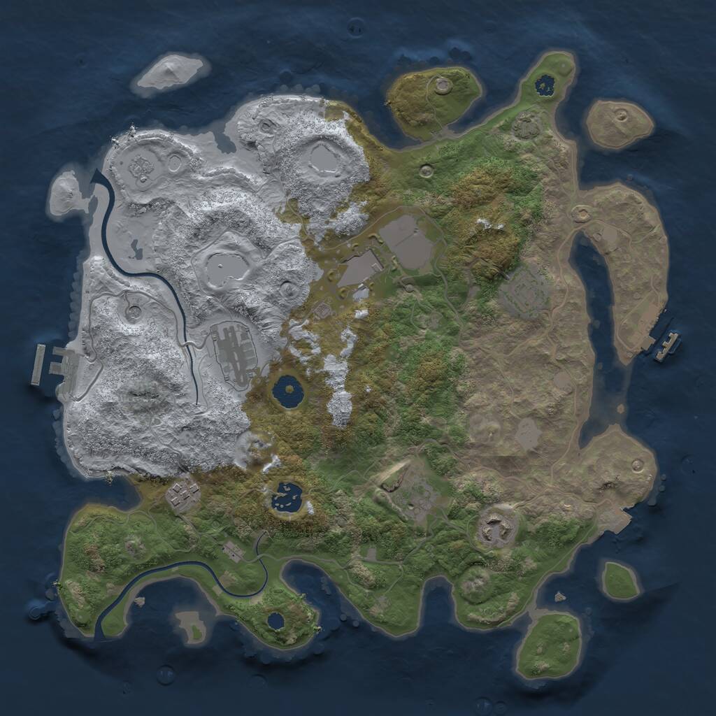 Rust Map: Procedural Map, Size: 3500, Seed: 97318, 13 Monuments