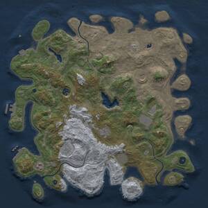 Thumbnail Rust Map: Procedural Map, Size: 4300, Seed: 736379696, 14 Monuments