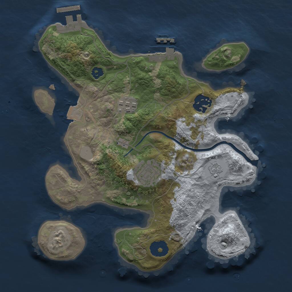 Rust Map: Procedural Map, Size: 2500, Seed: 262, 7 Monuments