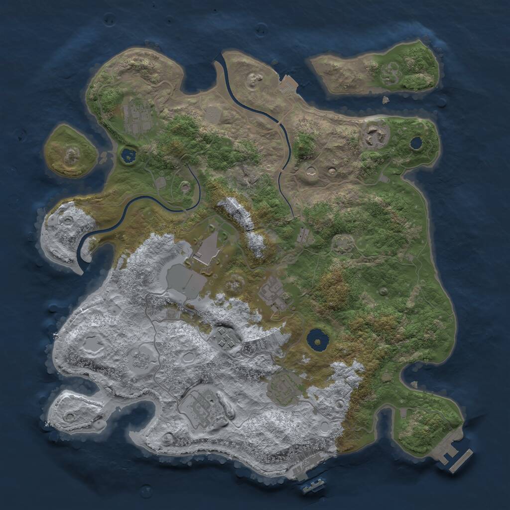 Rust Map: Procedural Map, Size: 3500, Seed: 6162, 13 Monuments