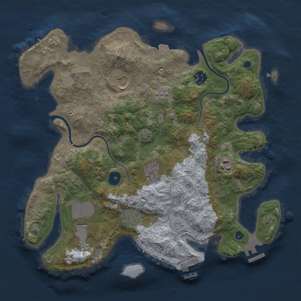 Rust Map: Procedural Map, Size: 3500, Seed: 702765578, 13 Monuments