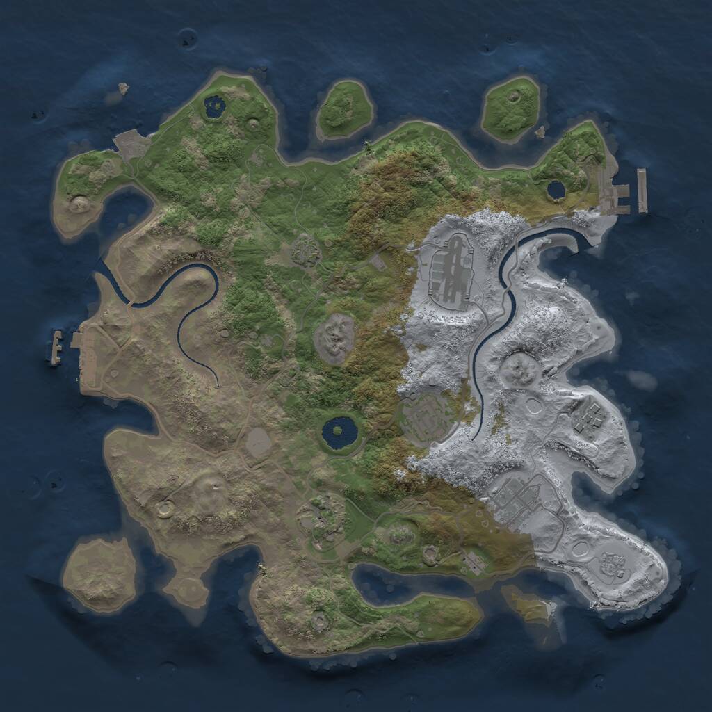 Rust Map: Procedural Map, Size: 3200, Seed: 715785524, 10 Monuments
